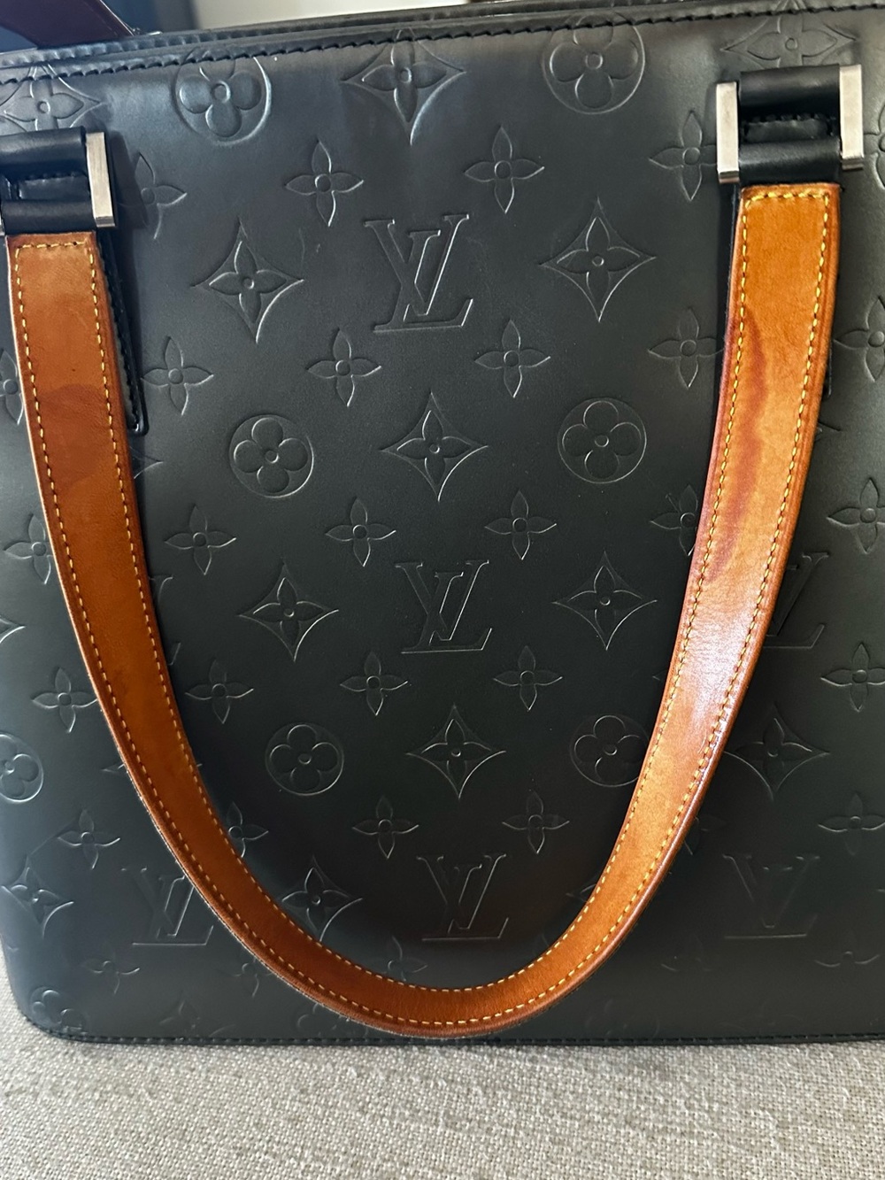 AUTHENTIC LOUIS VUITTON MAT STOCKTON VERNIS SHOULDER TOTE BAG - Picture 6 of 16